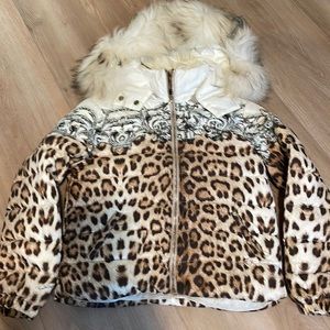ROBERTO CAVALLI**Fur Hooded Down Coat girls size 10. $795